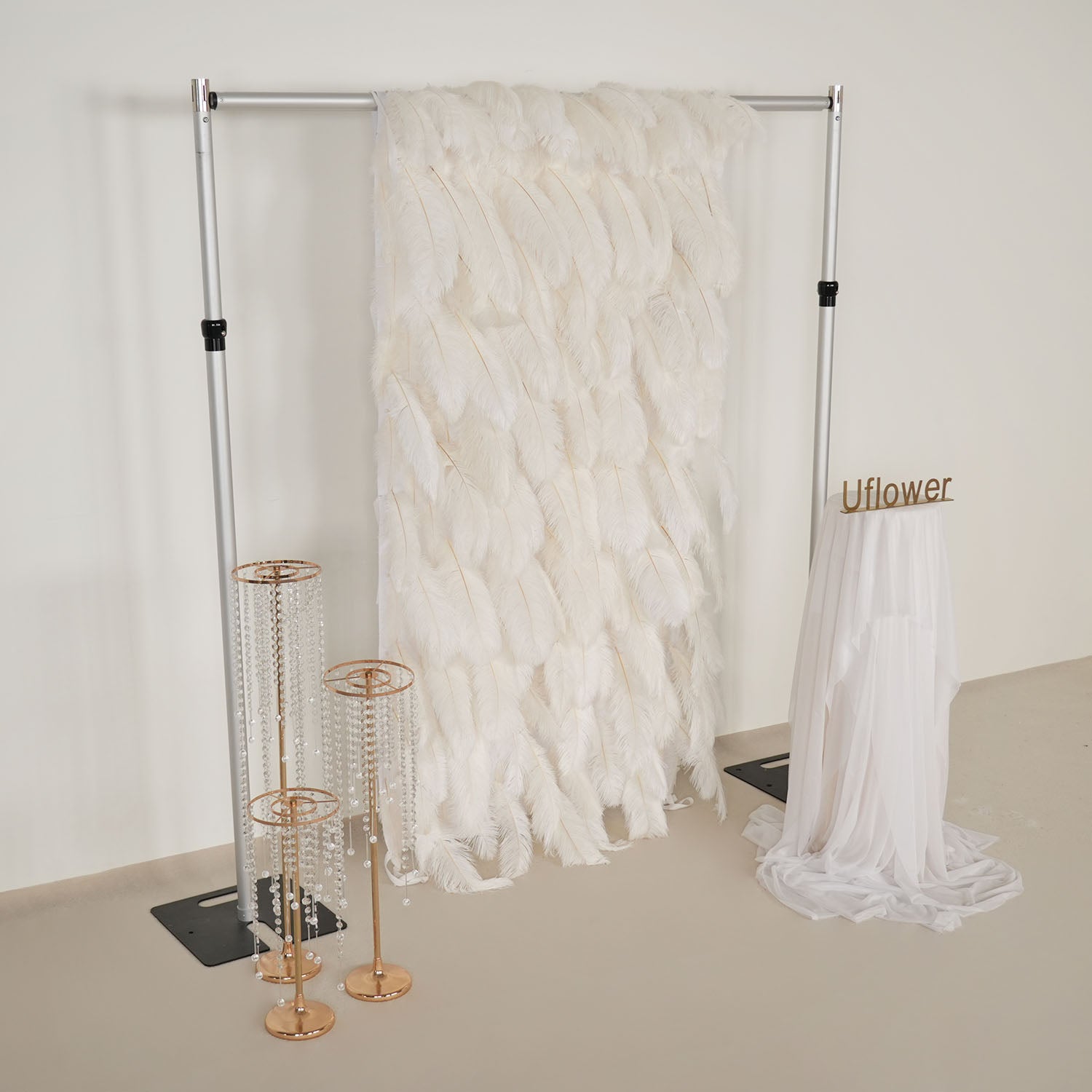 Uflower Artificial White 5D Flower Wall Wedding Backdrop Decoration